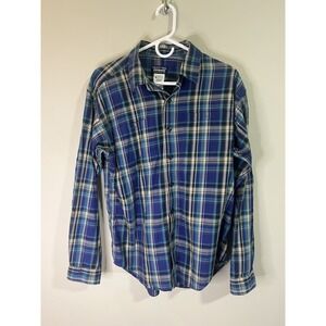 Patagonia Men's Small Blue Plaid Long Sleeve Button Down Shirt